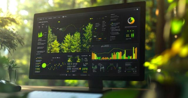 ESRS 2027: principales cambios en sostenibilidad Nuevos ESRS simplificados: qué cambia en la información sobre sostenibilidad desde 2027. Imagen de una pantalla de ordenador con gráficas y árboles